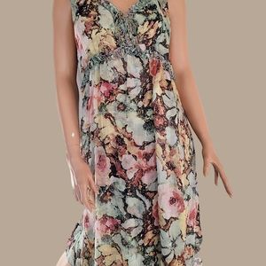 Sundance Green Floral 100% Silk Dress- Large